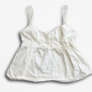 Brandy Melville White Eyelet Babydoll Cami Tank Top Button Front One Size